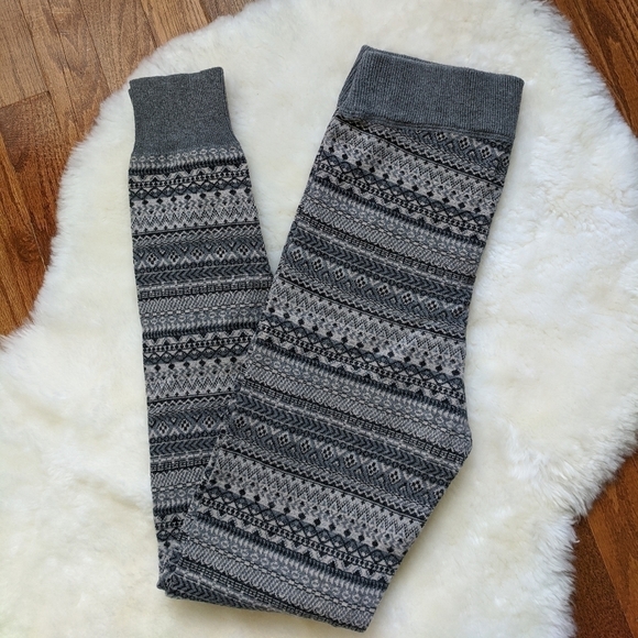 ROOTS fair isle striped knit sweater leggings warm grey xs - Picture 4 of 10